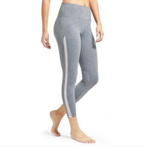 Athleta Chaturanga High Rise Leggings Gray Stripe Size Medium